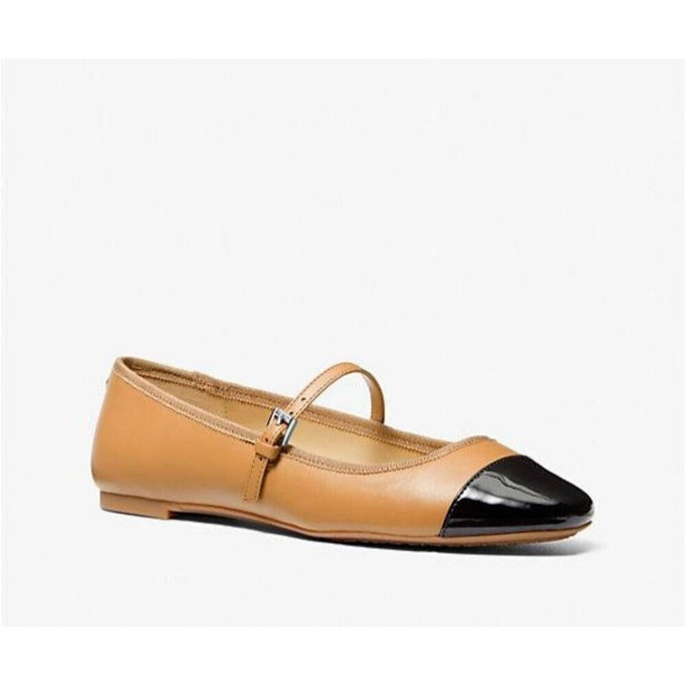 Michael Kors Ballet Flat Womens Size 9 Shiny Pale Peanut Mae Leather Almond Toe - Picture 3 of 4